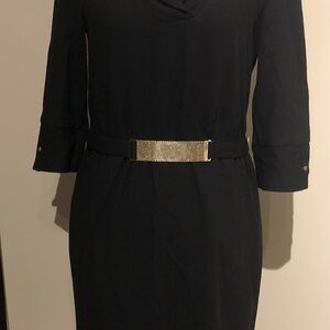 Zara Élégant Black Dress with Gold Accents XS